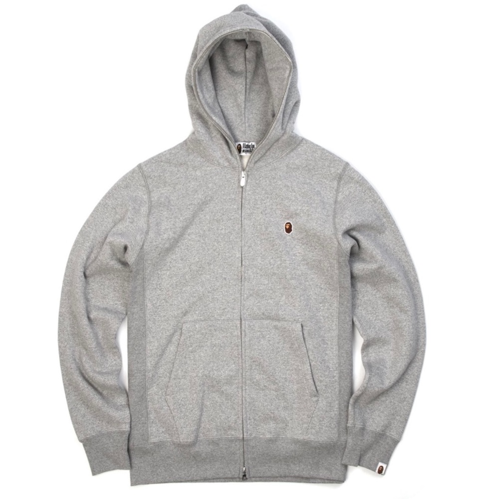 Bape Full Zip Heavyweight Grey Hoodie Unisex